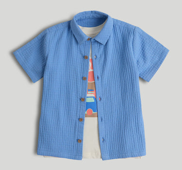 Mothercare Waffle Shirt and T-Shirt Set