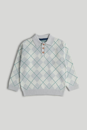 Mothercare Grey Argyle Knitted Jumper