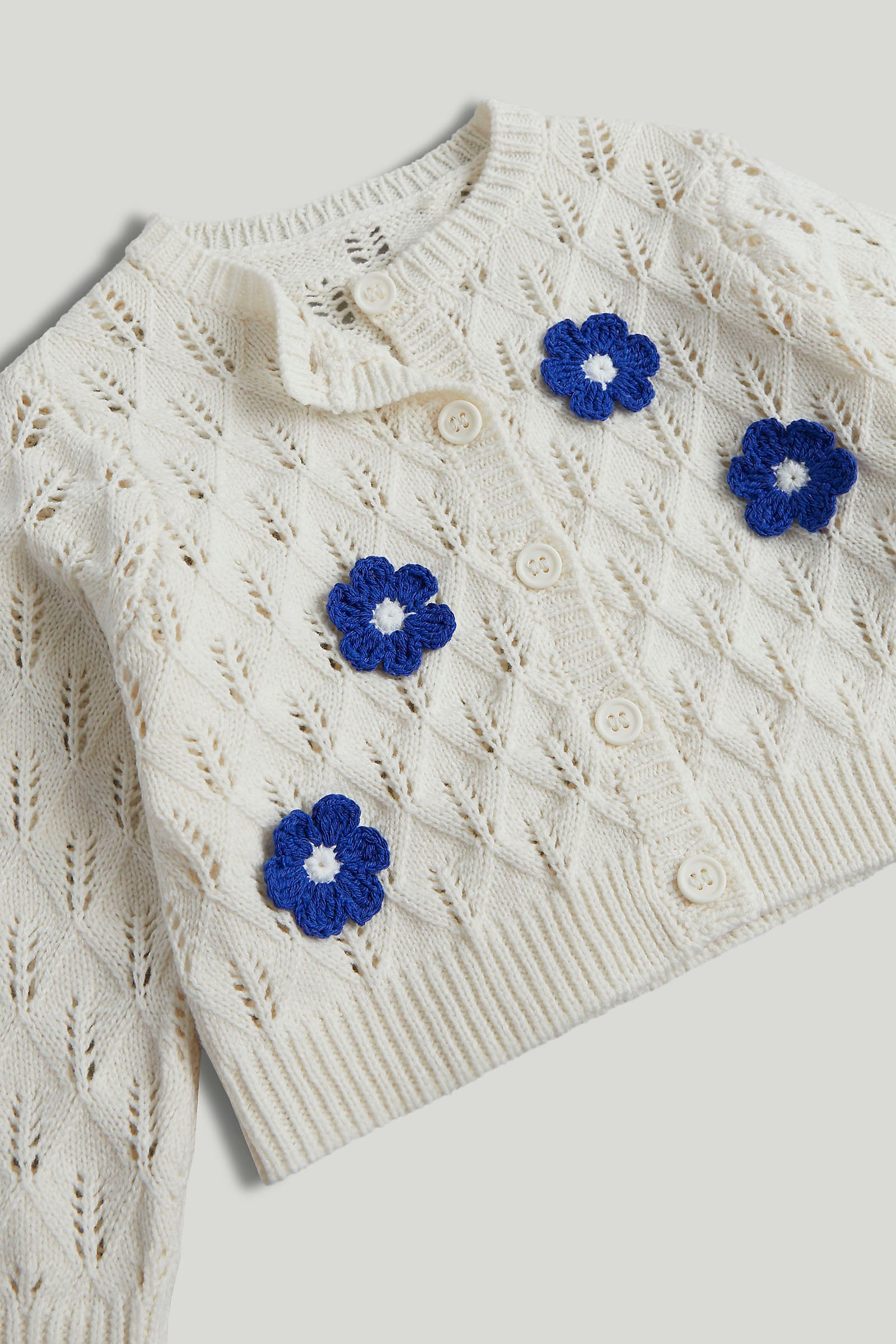 Mothercare White Crochet Flower Cardigan