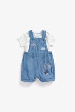Load image into Gallery viewer, Mothercare Chambray Bibshorts And Bodysuit Set
