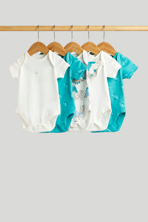 Mothercare 5 Pack Dinosaur Short-Sleeved Bodysuits