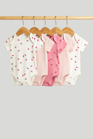 Mothercare 5 Pack Raspberry Short-Sleeved Bodysuits