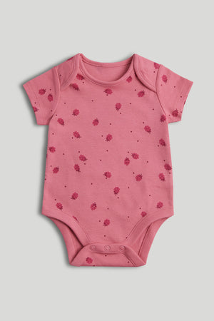 Mothercare 5 Pack Raspberry Short-Sleeved Bodysuits