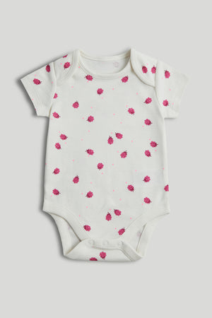 Mothercare 5 Pack Raspberry Short-Sleeved Bodysuits