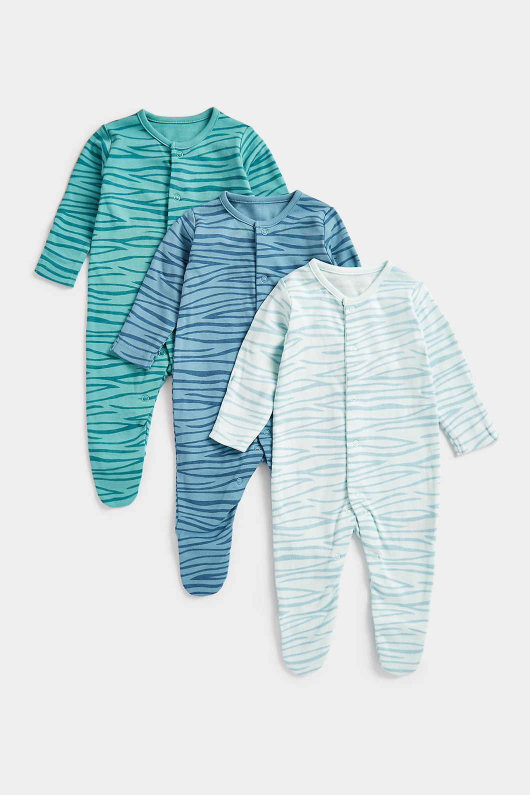 Mothercare Tiger Stripe Sleepsuits - 3 Pack