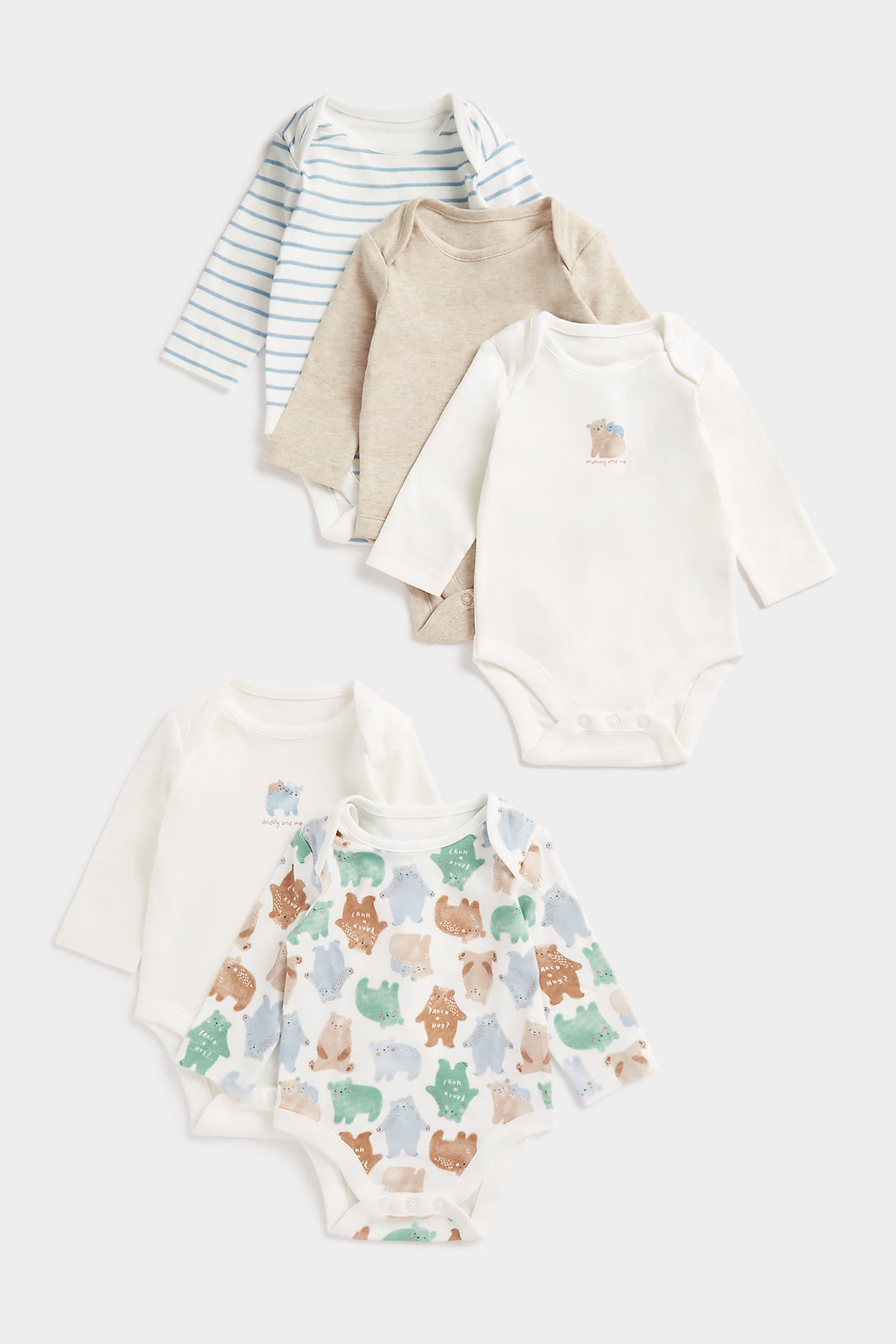 Mothercare Mummy and Daddy Long Sleeved Bodysuits - 5 Pack