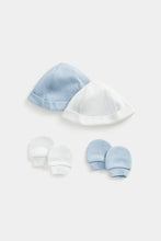 Load image into Gallery viewer, Mothercare My First Blue Baby Hats and Mitts - 2 Pack
