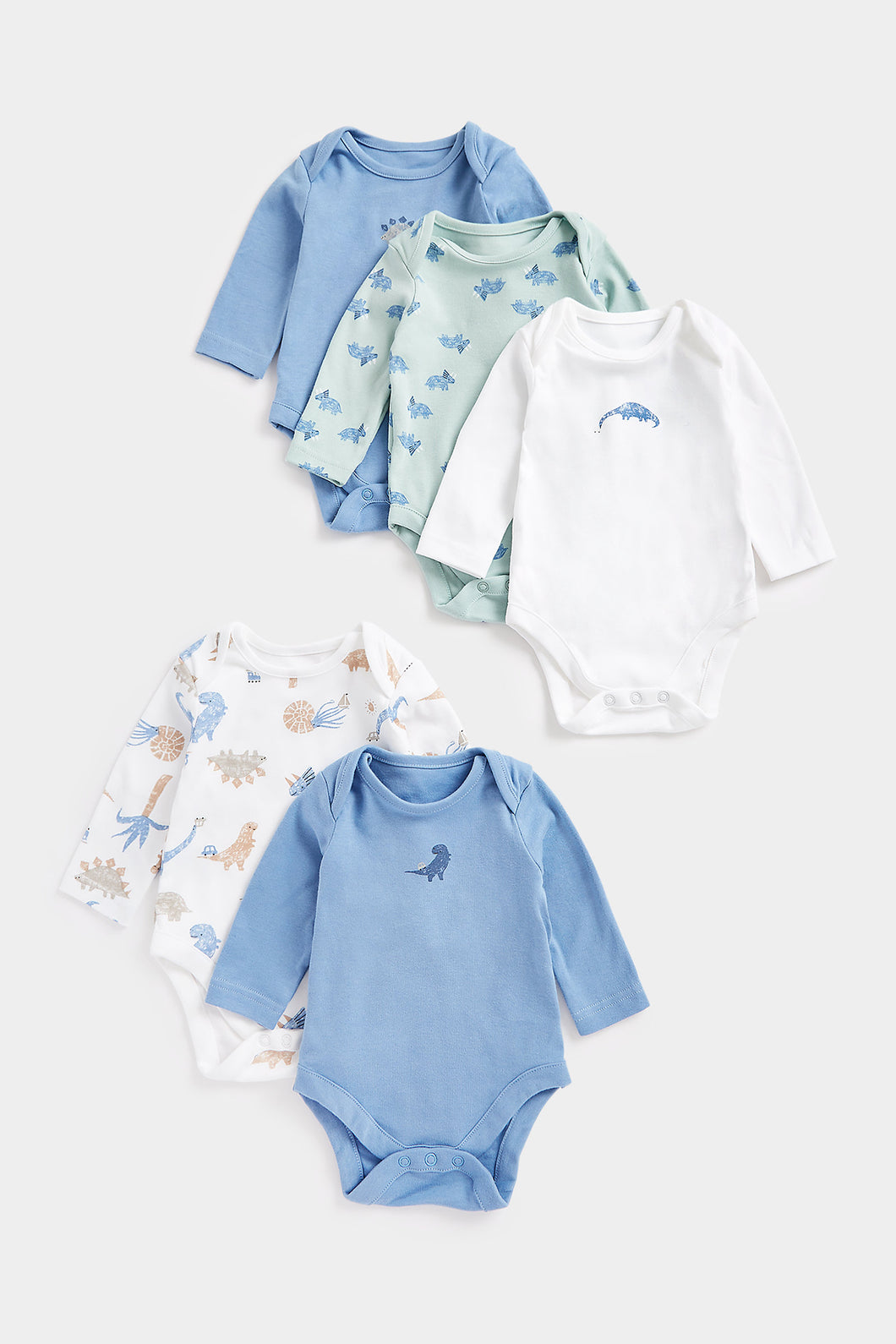Mothercare Dino Long Sleeved Bodysuits - 5 Pack