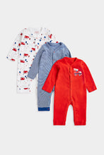 Load image into Gallery viewer, Mothercare Fire Engine Footless Sleepsuits - 3 Pack
