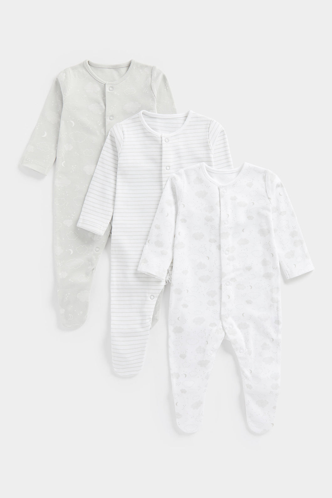 Mothercare Grey Sleepsuits - 3 Pack