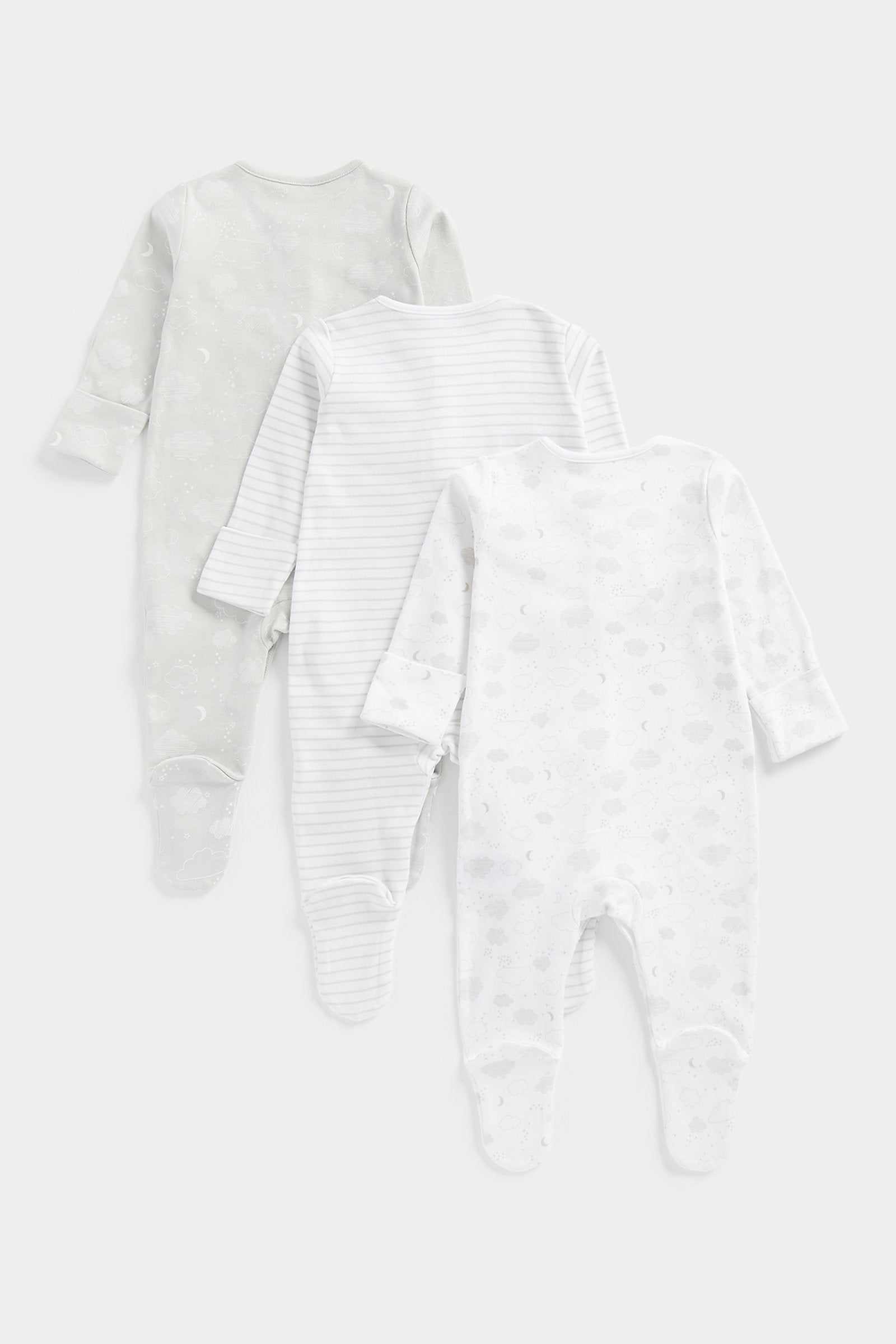 Mothercare Grey Sleepsuits - 3 Pack