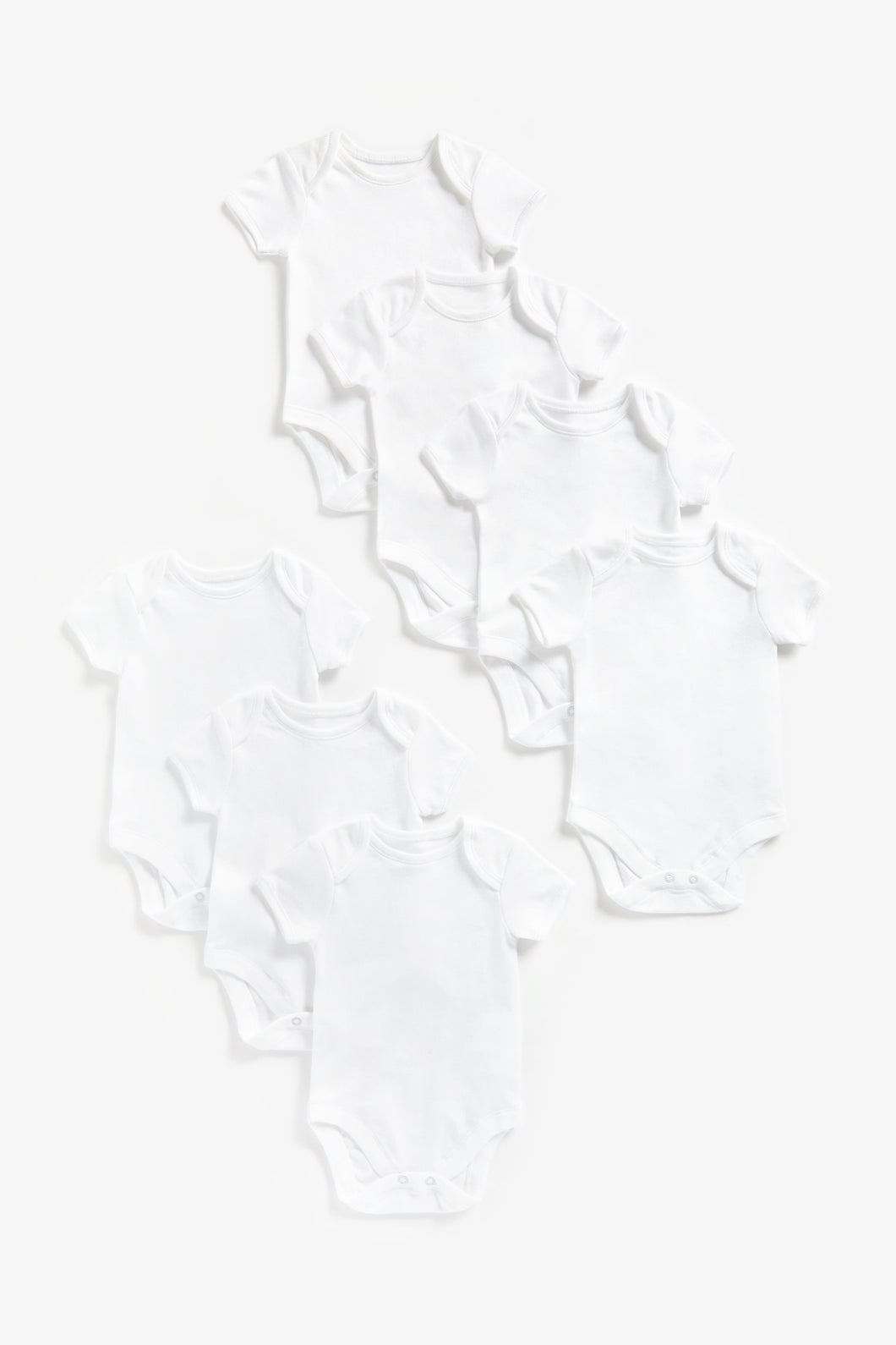Mothercare White Short-Sleeved Bodysuits - 7 Pack