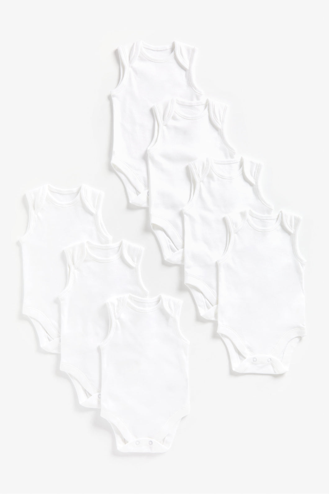 Mothercare White Sleeveless Bodysuits - 7 Pack