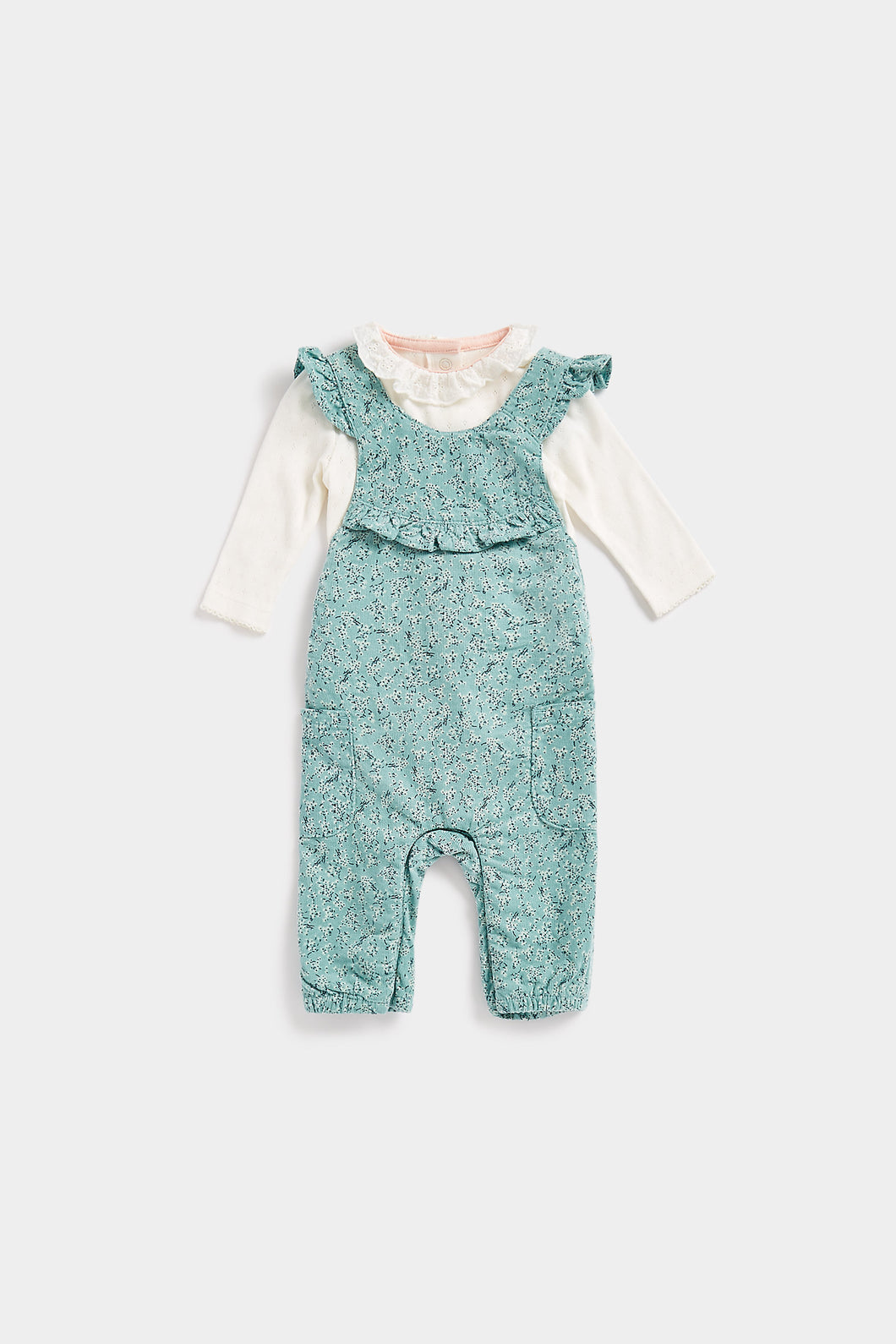 Mothercare Floral Cord Dungarees And Bodysuit