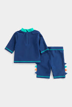 Load image into Gallery viewer, Mothercare Dinosaur Sunsafe Rash Vest, Shorts and Keppi Set

