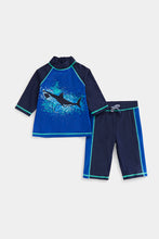 Load image into Gallery viewer, Mothercare Shark Sunsafe Rash Vest and Shorts
