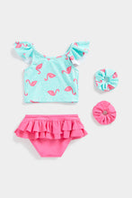 Load image into Gallery viewer, Mothercare Flamingo Tankini with Hair Ties
