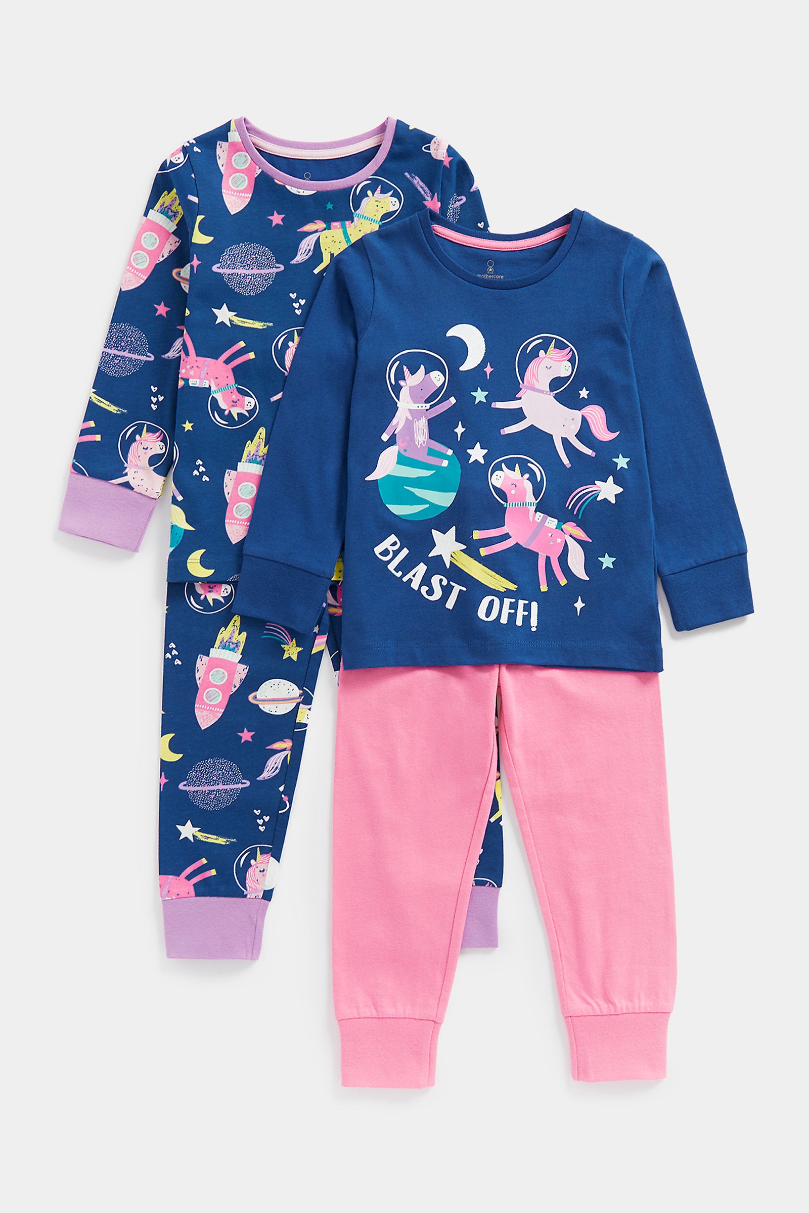 Mothercare Unicorn Blast Off Pyjamas - 2 Pack