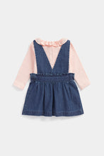 Load image into Gallery viewer, Mothercare Denim Pinny Dress, T-Shirt and Tights Set
