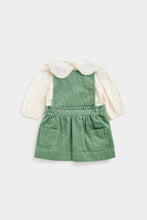 Load image into Gallery viewer, Mothercare Cord Pinny Dress And Blouse Set

