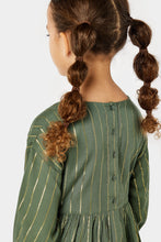 Load image into Gallery viewer, Mothercare Green Dress with Gold Stripes
