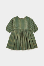 Load image into Gallery viewer, Mothercare Green Dress with Gold Stripes
