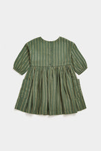 Load image into Gallery viewer, Mothercare Green Dress with Gold Stripes
