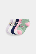 Load image into Gallery viewer, Mothercare Butterfly Trainer Socks - 5 Pack
