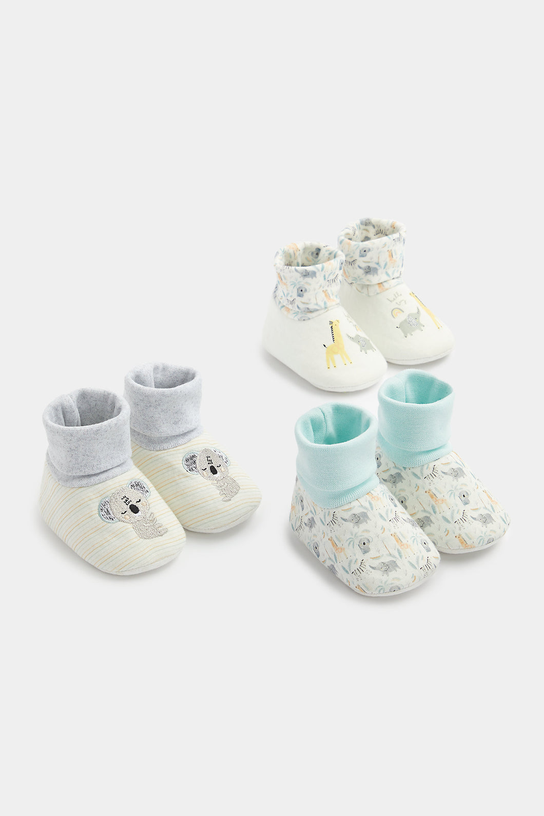 Mothercare Koala Sock-Top Baby Booties - 3 Pack