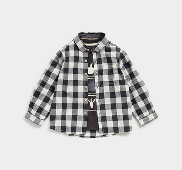 Mothercare Checked Shirt and Dino T-Shirt Set