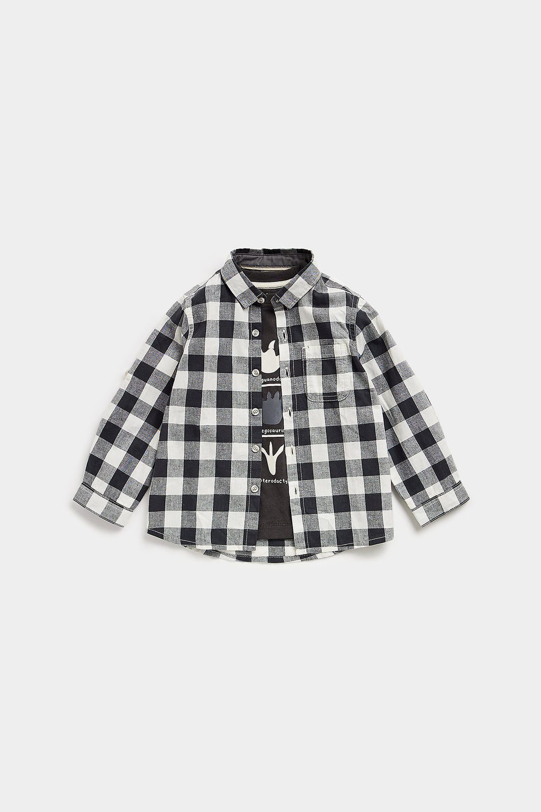 Mothercare Checked Shirt and Dino T-Shirt Set