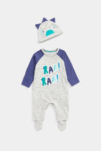 Load image into Gallery viewer, Mothercare Dino All-in-One and Hat Set
