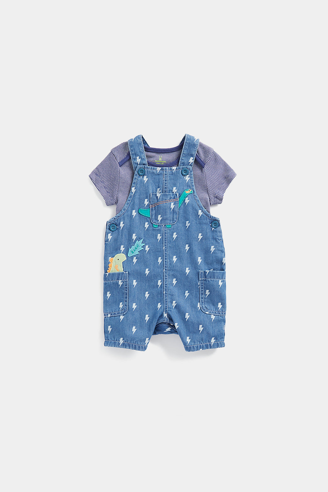 Mothercare Dino Hero Bibshorts and Bodysuit Set