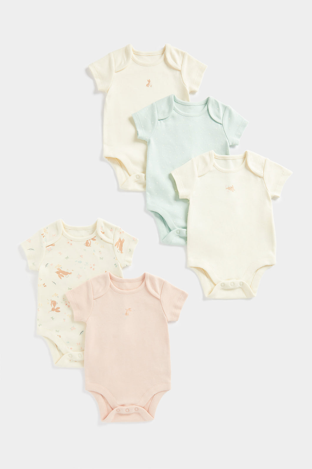 Mothercare Bunny Short-Sleeved Bodysuits - 5 Pack