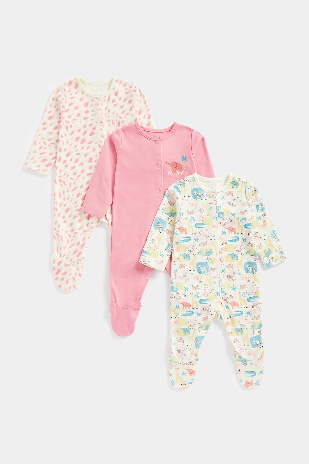 Mothercare Safari Sleepsuits - 3 Pack