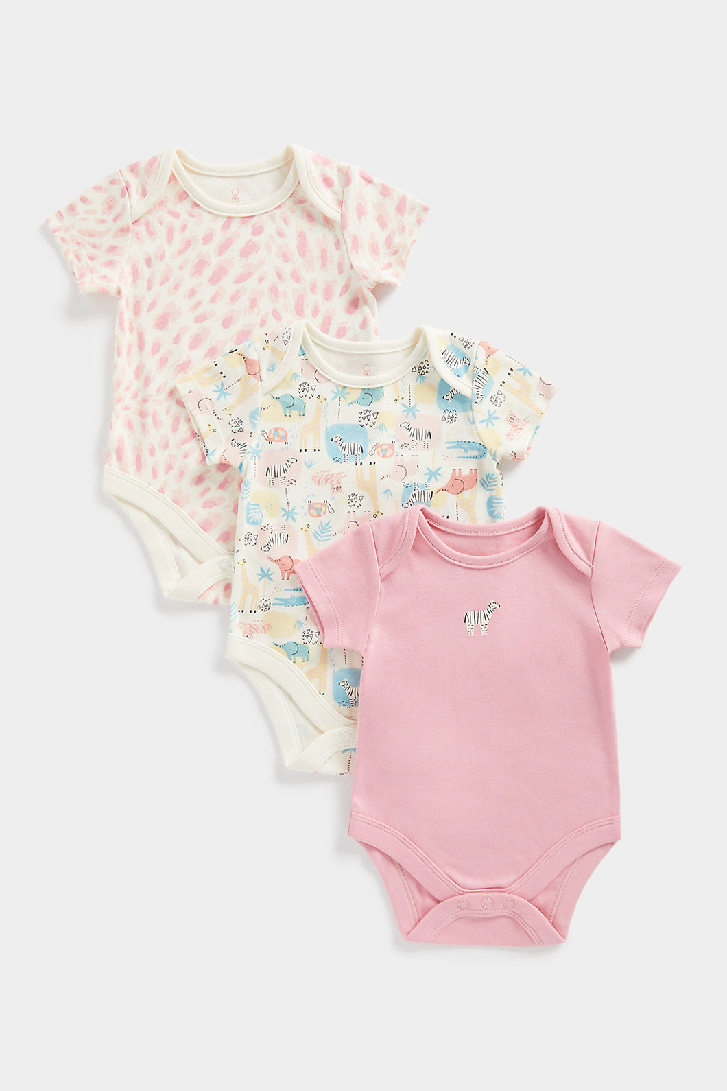 Mothercare Safari Short-Sleeved Bodysuits - 3 Pack