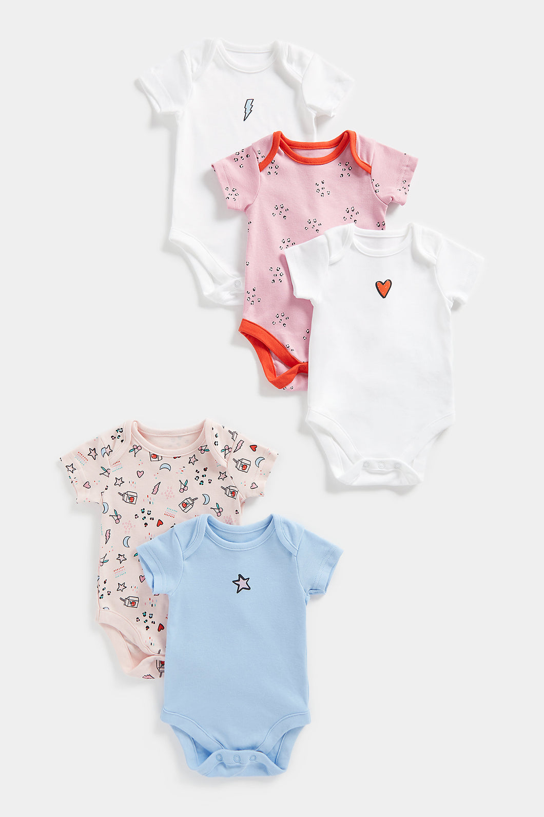 Mothercare Short-Sleeved Bodysuits - 5 Pack