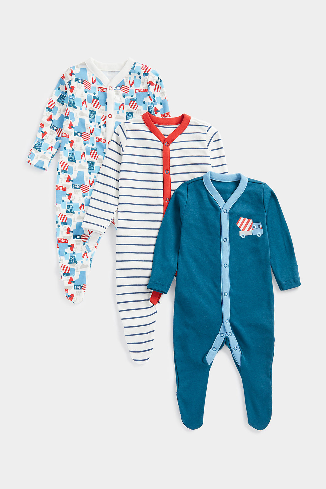 Mothercare Construction Sleepsuits - 3 Pack