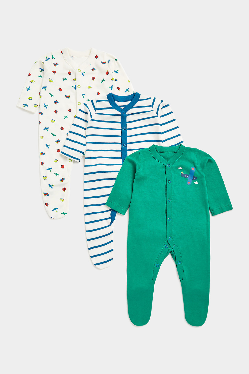 Mothercare Planes Sleepsuits - 3 Pack