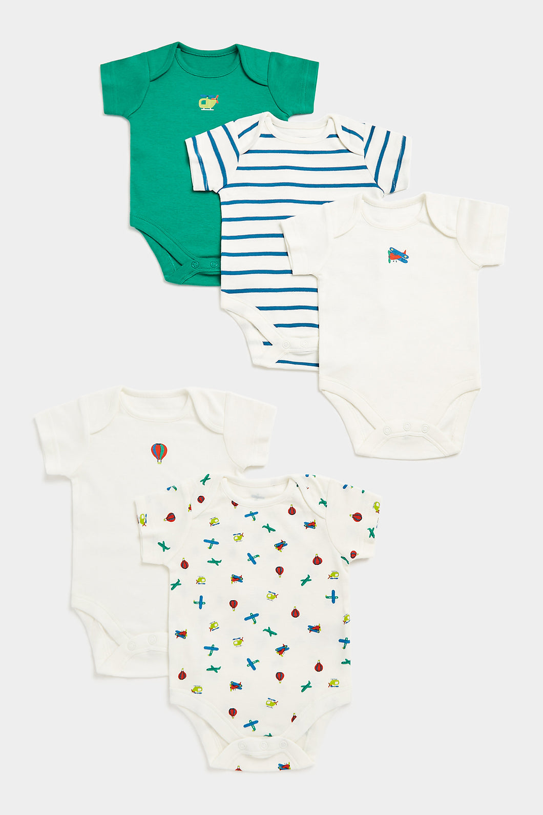 Mothercare Planes Short-Sleeved Bodysuits - 5 Pack