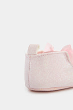 Load image into Gallery viewer, Mothercare Pink Glitter Pram Shoes And Headband Set
