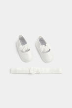 Load image into Gallery viewer, Mothercare White Glitter Pram Shoes And Headband Set
