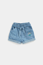 Load image into Gallery viewer, Mothercare Embroidered Paperbag-Waist Denim Shorts
