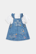 Load image into Gallery viewer, Mothercare Denim Pinny and T-Shirt Set
