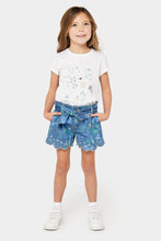 Load image into Gallery viewer, Mothercare Embroidered Paperbag-Waist Denim Shorts

