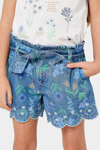 Load image into Gallery viewer, Mothercare Embroidered Paperbag-Waist Denim Shorts
