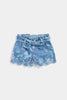 Mothercare Embroidered Paperbag-Waist Denim Shorts