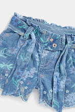 Load image into Gallery viewer, Mothercare Embroidered Paperbag-Waist Denim Shorts
