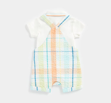 Mothercare Check Bibshorts and Bodysuit Set