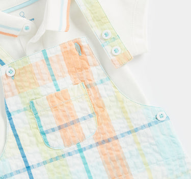 Mothercare Check Bibshorts and Bodysuit Set